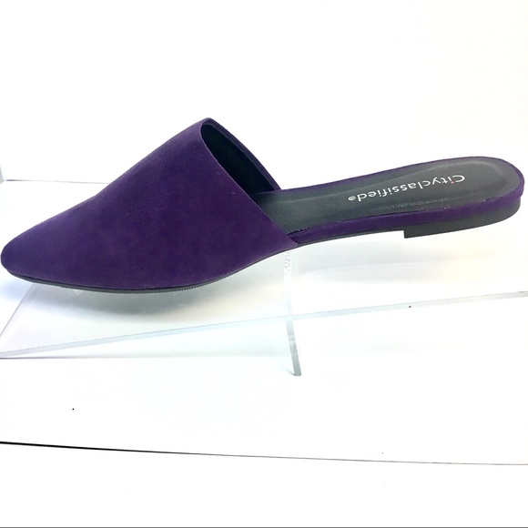 LAST PAIR Purple Mule Pointed Toe Slip Ons - Picture 7 of 7